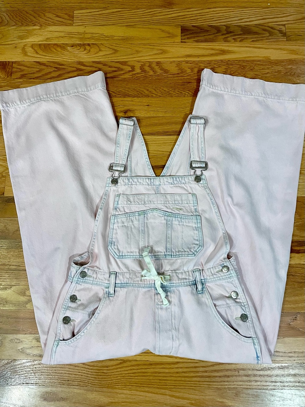 GAP Women’s Wide Leg Pink Denim Overalls - Picture 4 of 6